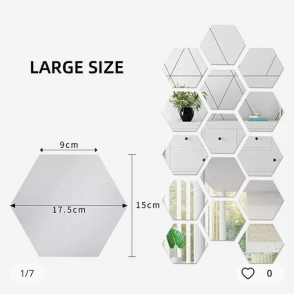 Hexagon Shape Acrylic Mirror Wall Stickers (12 Pc Set) My Store 