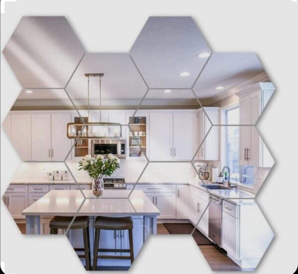 Hexagon Shape Acrylic Mirror Wall Stickers (12 Pc Set) My Store 