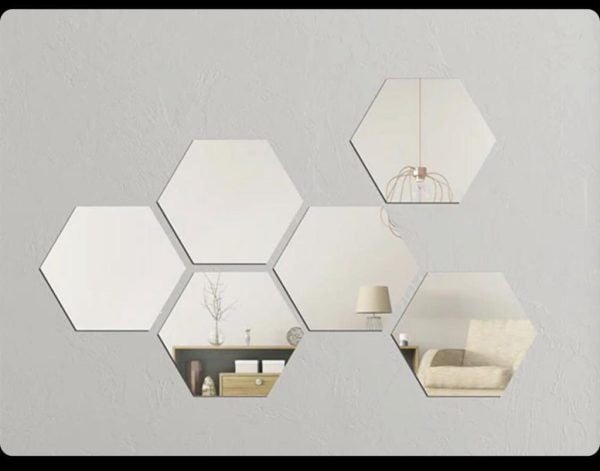 Hexagon Shape Acrylic Mirror Wall Stickers (12 Pc Set) My Store 