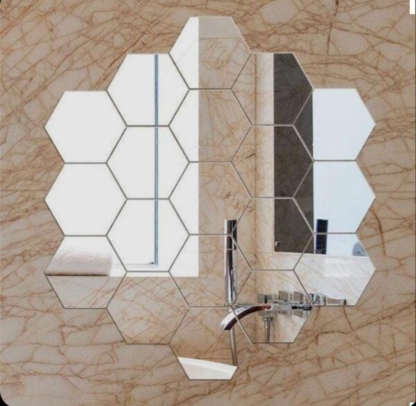 Hexagon Shape Acrylic Mirror Wall Stickers (12 Pc Set) My Store 