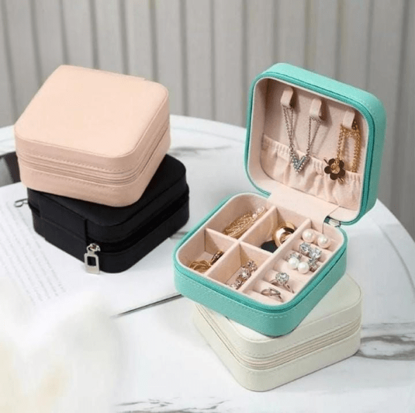 Jewelry Storage Box Leather Jewelry Stand Earrings Ring Box Cosmetics Beauty Container Organizer (random Color) My Store 