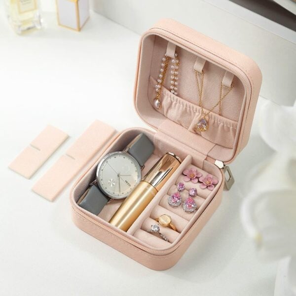 Jewelry Storage Box Leather Jewelry Stand Earrings Ring Box Cosmetics Beauty Container Organizer (random Color) My Store 